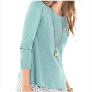 Cabi #5133 Blue Sky Swing Sweater Ribbed Knit Turquoise Feminine Size Small‎